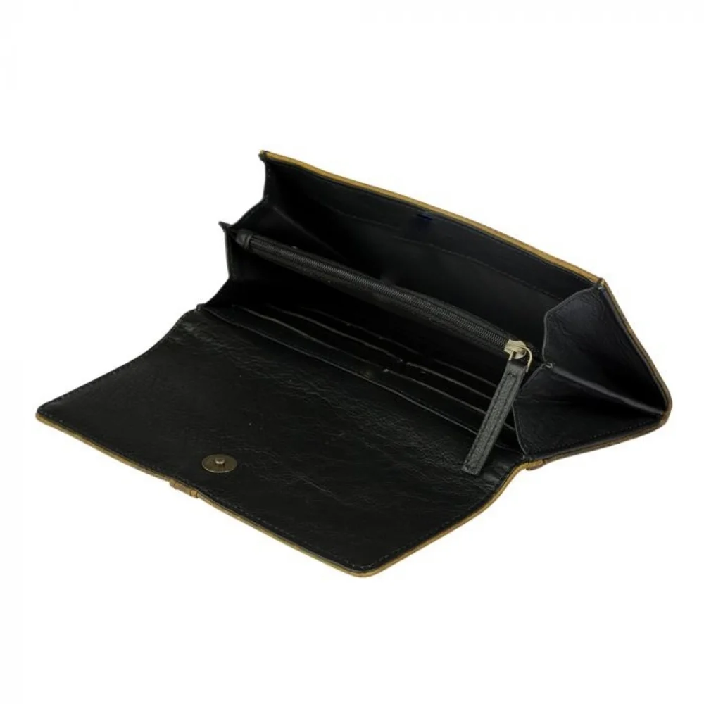 Boho New Western Myra Bag Black White Cowhide Leather Wallet checkbook - Picture 3 of 8